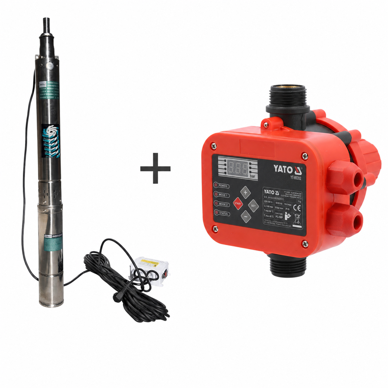 Kit pompa submersibila Brillo 100QJD5-70/8 cu presostat Yato YT-85392