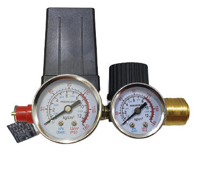 Kit presostat pentru compresor aer cu doua manometre 12 bar - 2 cai