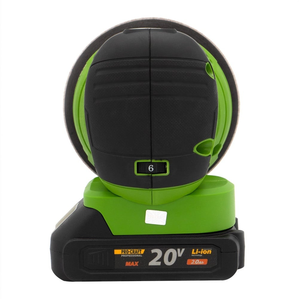 Kit Slefuitor excentric pe acumulator ProCraft, 20v, 2Ah, 130000rpm, diametru 125mm, fara perii, include acumulator