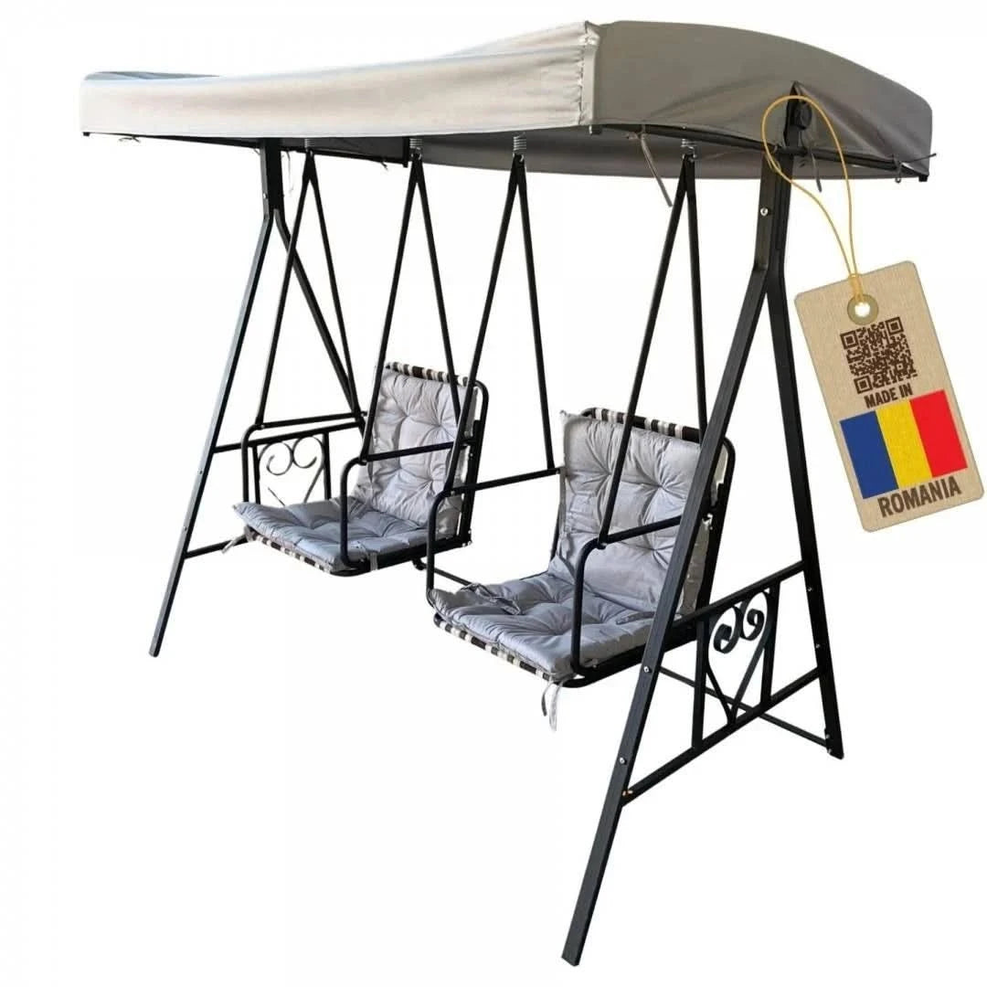 Leagan gradina VivaTechnix VMD-1024, 2 locuri independente, copertina reglabila, perne incluse