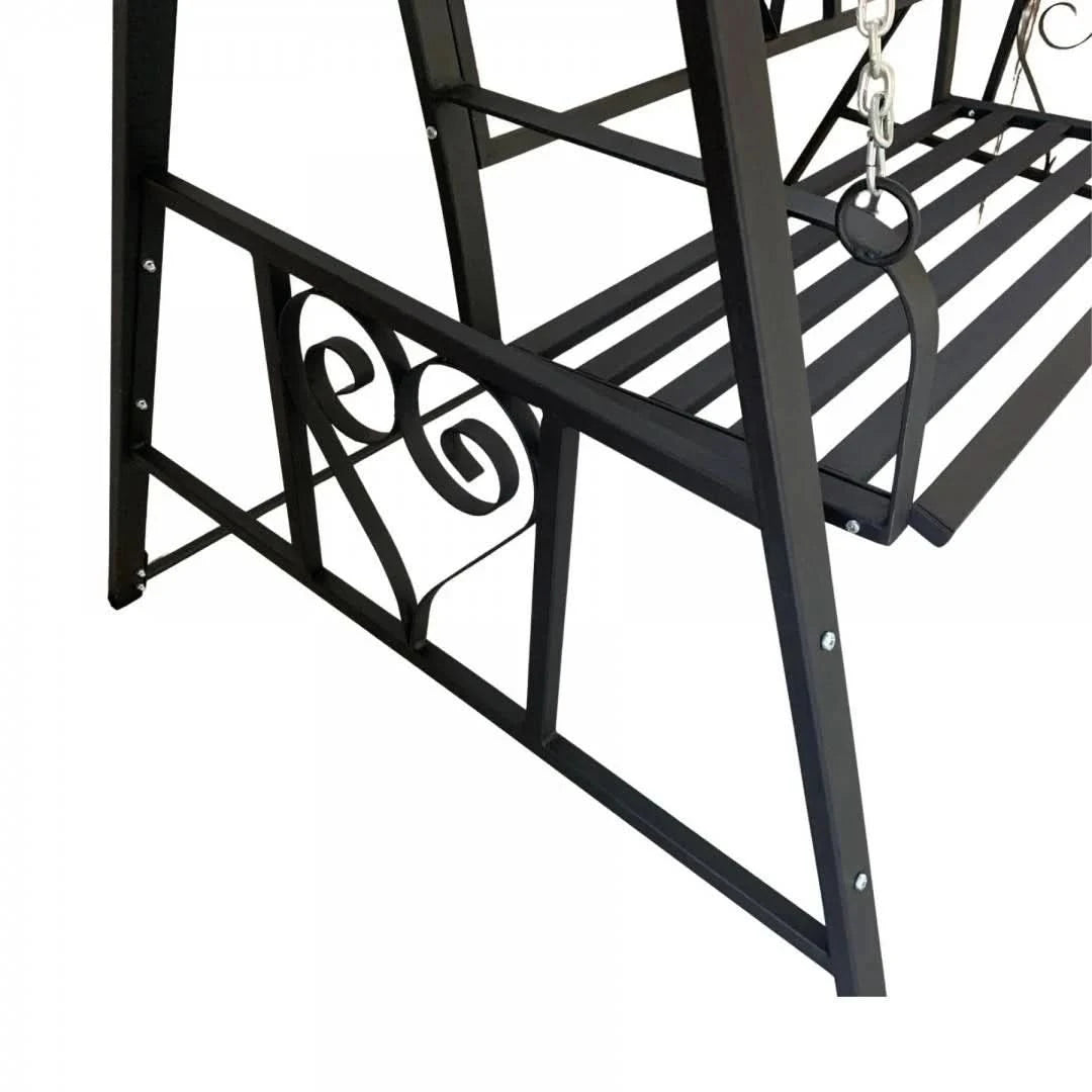 Leagan gradina VivaTechnix VMD-1051, 168x118x180 cm, 2 locuri, metalic, negru mat