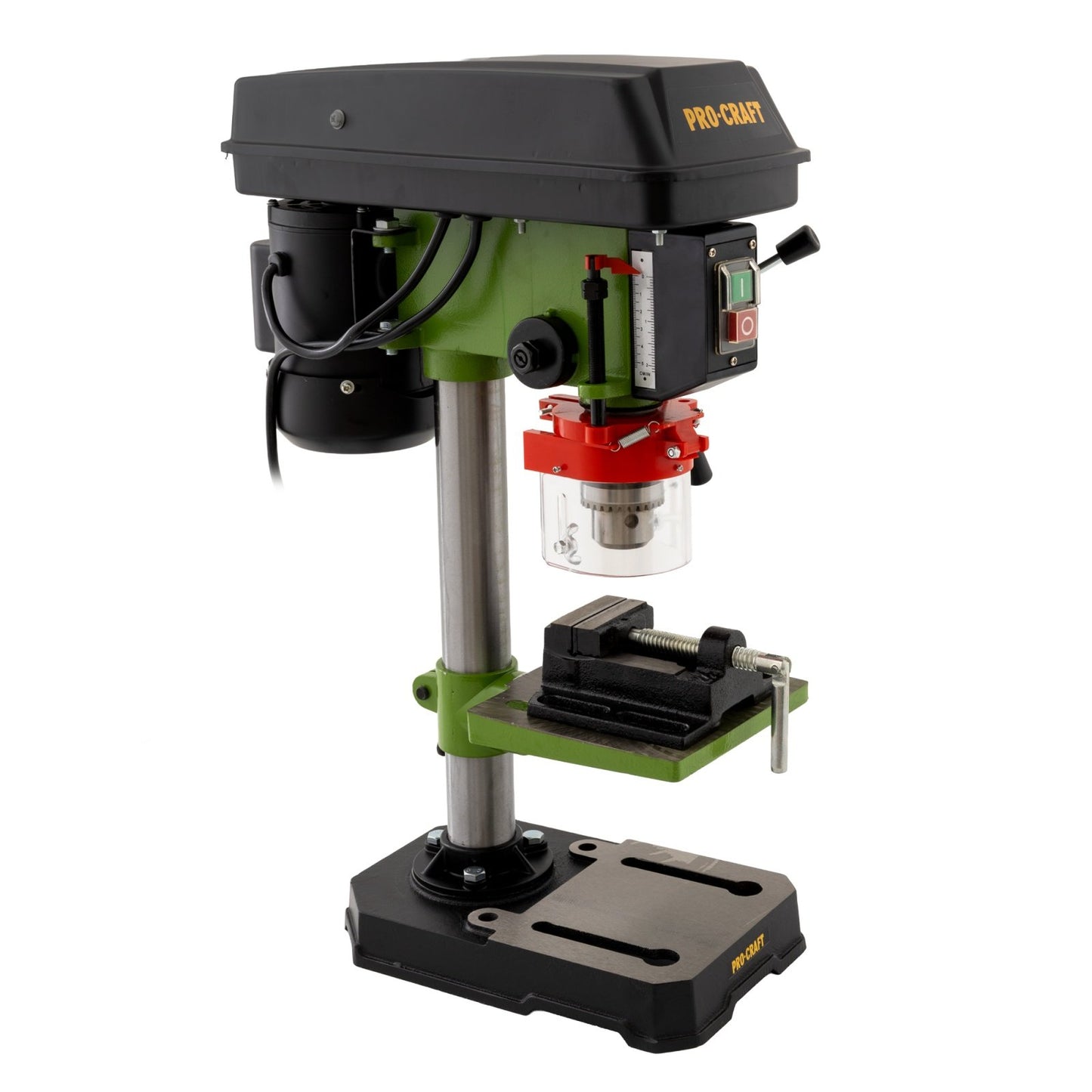 Masina de gaurit de banc Procraft BD1550, 375W, 16 mm, 5 viteze, cursa 50 mm, mandrina cu bacuri, menghina 55 mm