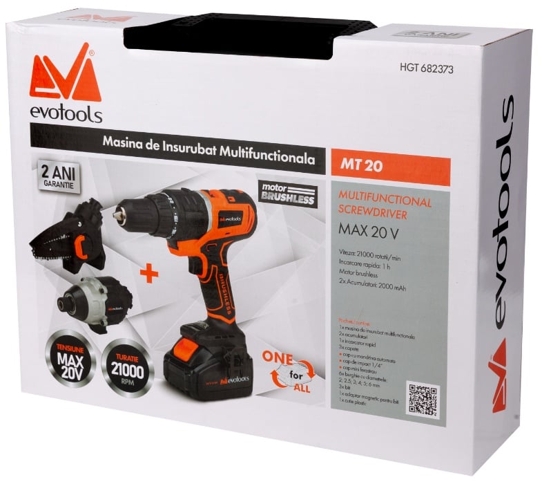 Masina de Insurubat MT20 Multifunctionala Brushless 3 Capete 2 Acumulatori si Incarcator MAX 20V ONE EvoTools