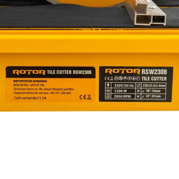 Masina Taiat Gresie PROFESIONALA ROTOR RSW230B, 1200W, Disc 230 mm, Masa 930 mm, Taiere 45°