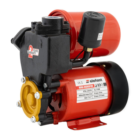 Mini hidrofor Elefant PS130 370W, 1.8 bari, debit 1.8m³/h, vas 1.2L, turbina bronz, 1”, silentios