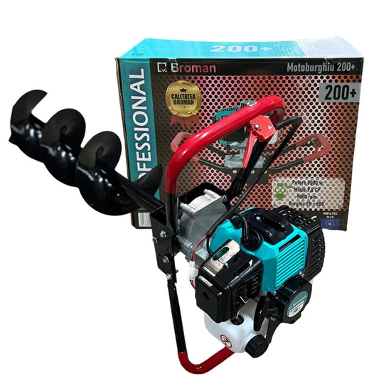 Motoburghiu BROMAN 52cc, 2.5CP, motor 2 timpi, burghiu 200x800 mm, Easy Start