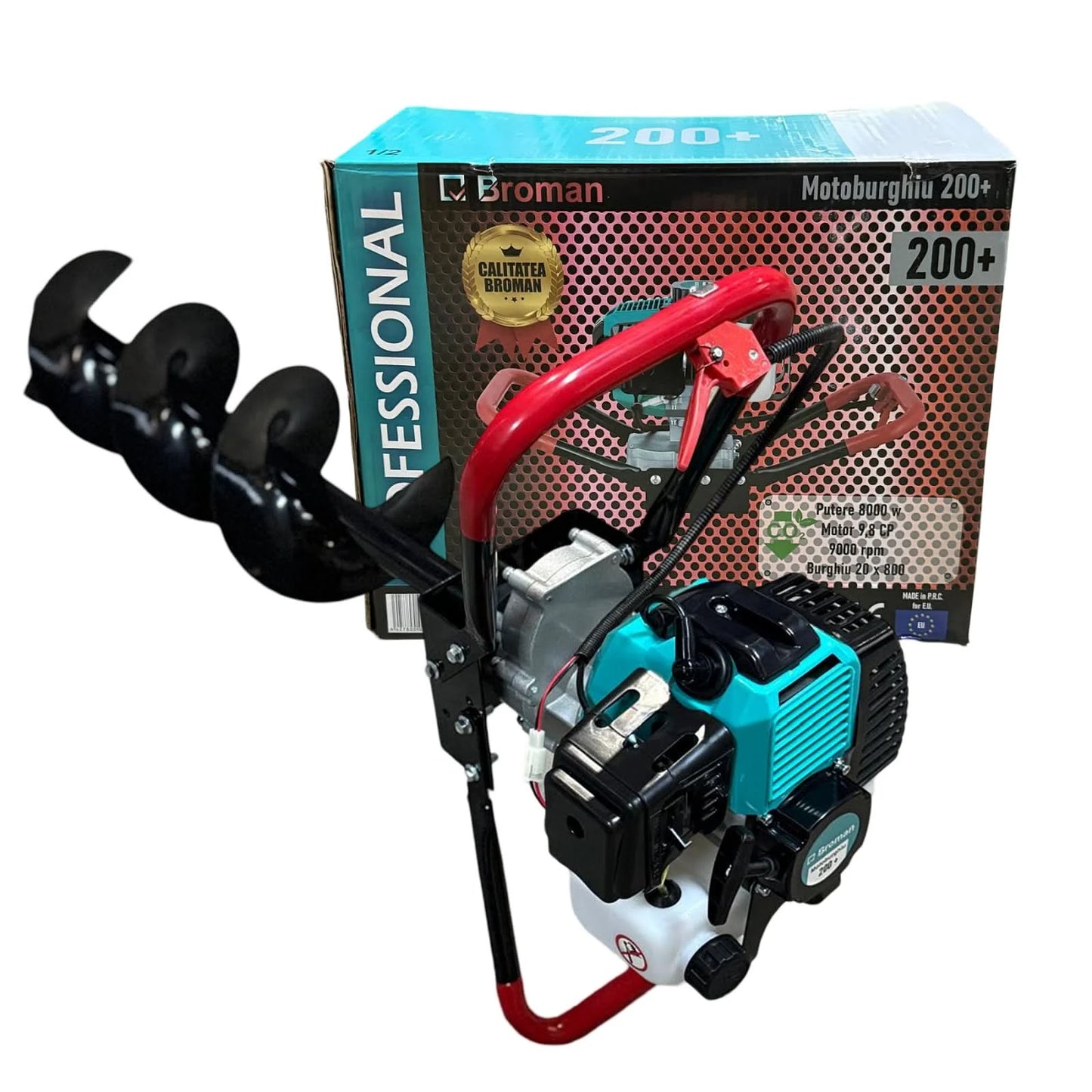 Motoburghiu BROMAN 52cc, 2.5CP, motor 2 timpi, burghiu 200x800 mm, Easy Start