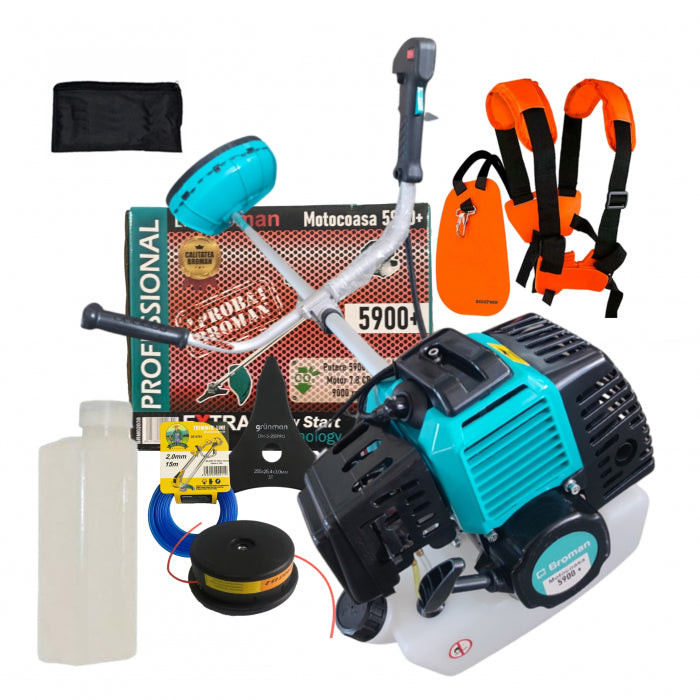 Motocoasa BROMAN 5900+, 7.8CP, 5.9kW, motor 2 timpi, disc si fir, ham profesional