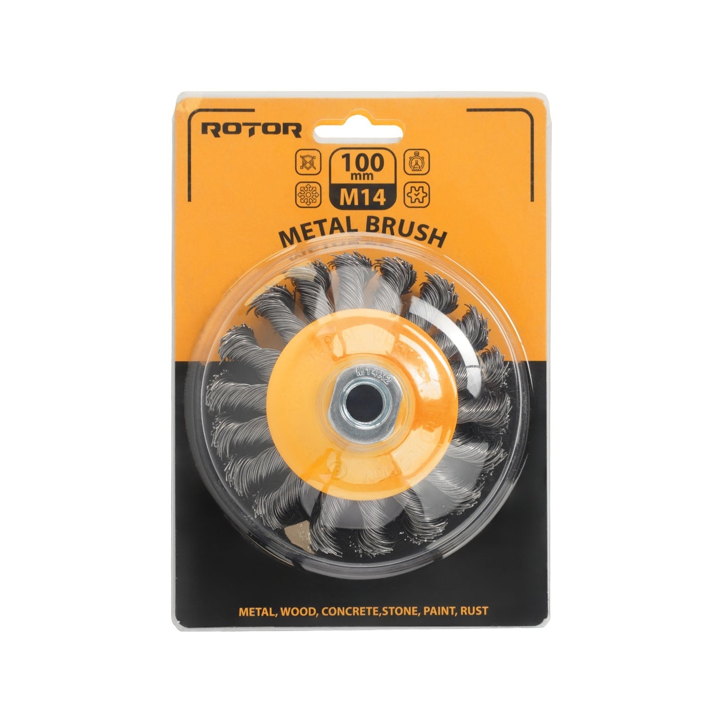 Perie de sarma conica cu noduri ROTOR 100mm M14
