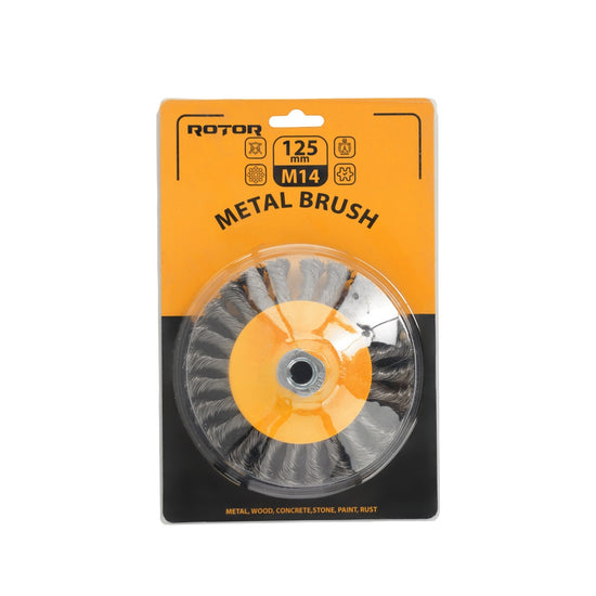 Perie de sarma conica cu noduri ROTOR 125mm M14
