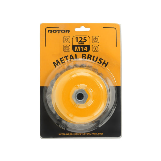 Perie de sarma tip cupa cu noduri rasucite ROTOR 125mm M14