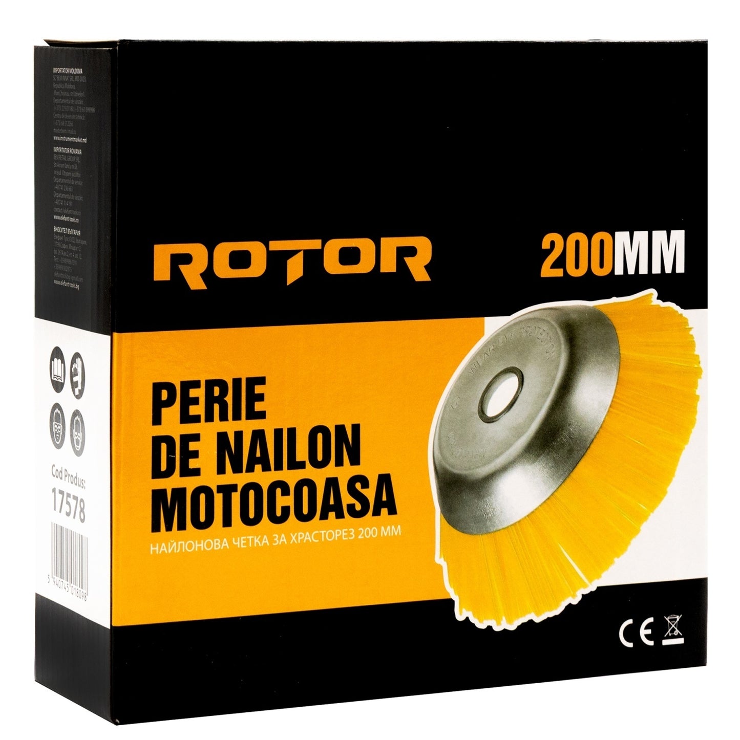 Perie nylon pentru motocoasă 200 mm ROTOR
