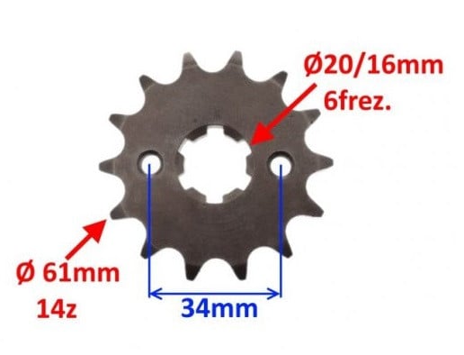 Pinion lant mic 428 14 dinti Yamaha YBR 125cc - vedere 2