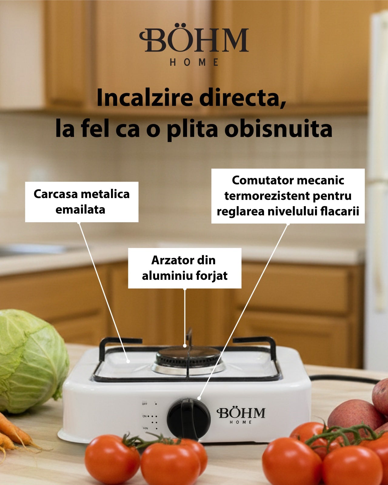 Plita Gaz 1 Arzator Bohm BG-2811-W, alb, pentru camping si uz casnic - detaliu 7