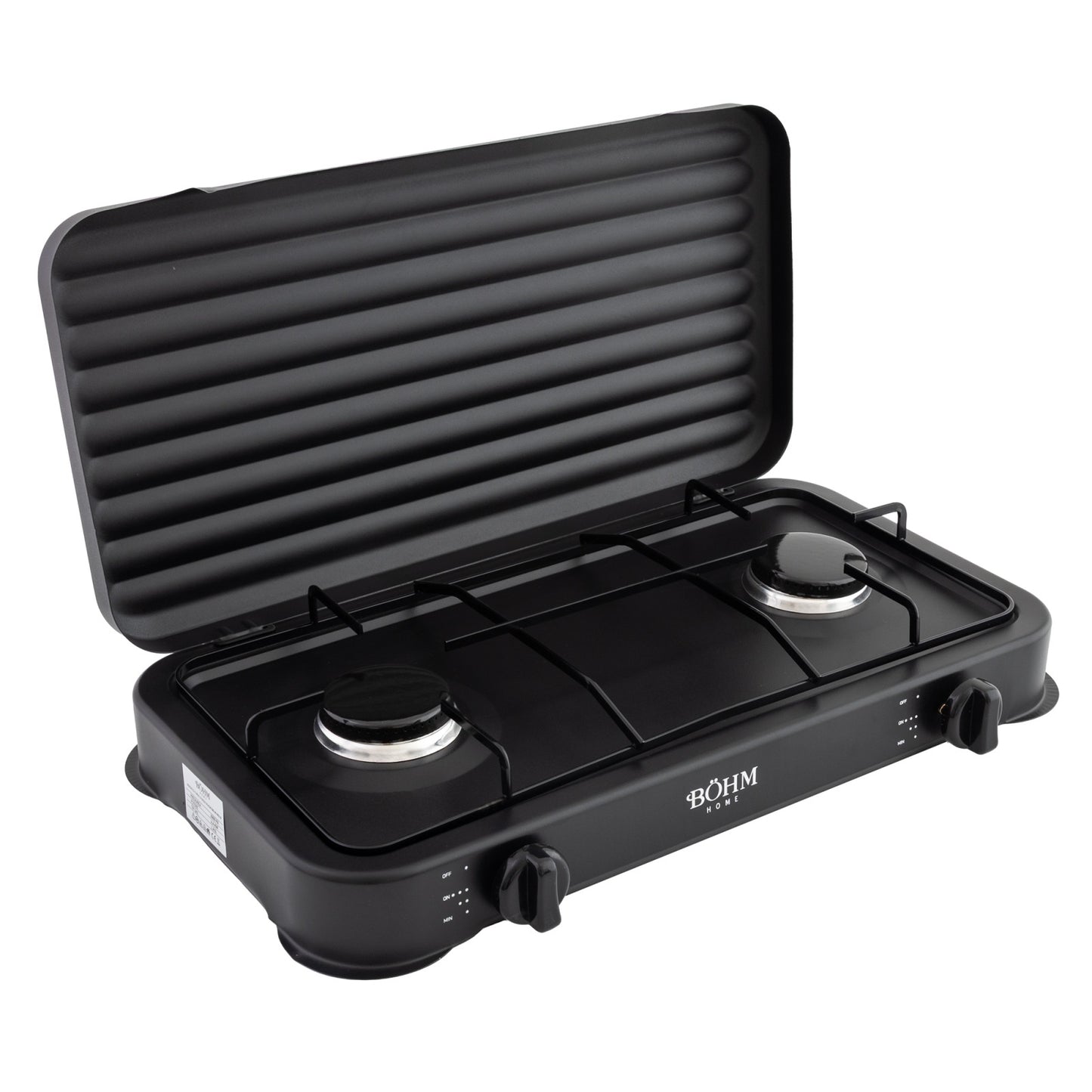 Plita Gaz 2 Arzatoare BOHM BG-M-002-B 4.4kW Aprindere Manuala Negru - detaliu 3