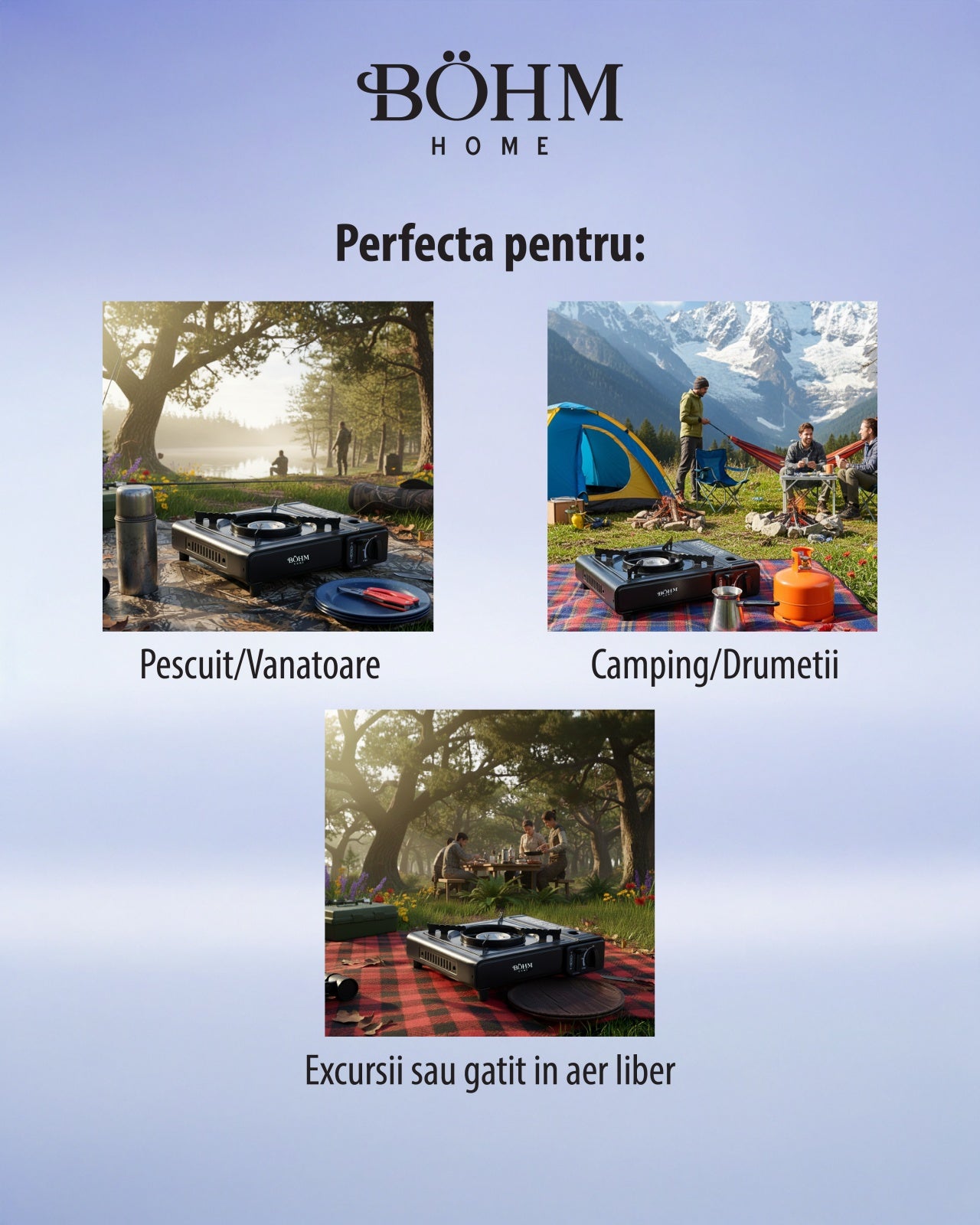 Plita Gaz Camping Bohm BG-K-001+L, GPL, 2.3kW, racord metalic inclus - detaliu 13