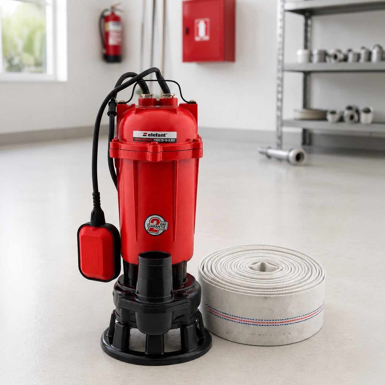 Pompa apa murdara Elefant, 550w, 220v, 50l/min, inaltime refulare 8m, racord 2", include furtun pompieri cauciucat 20m