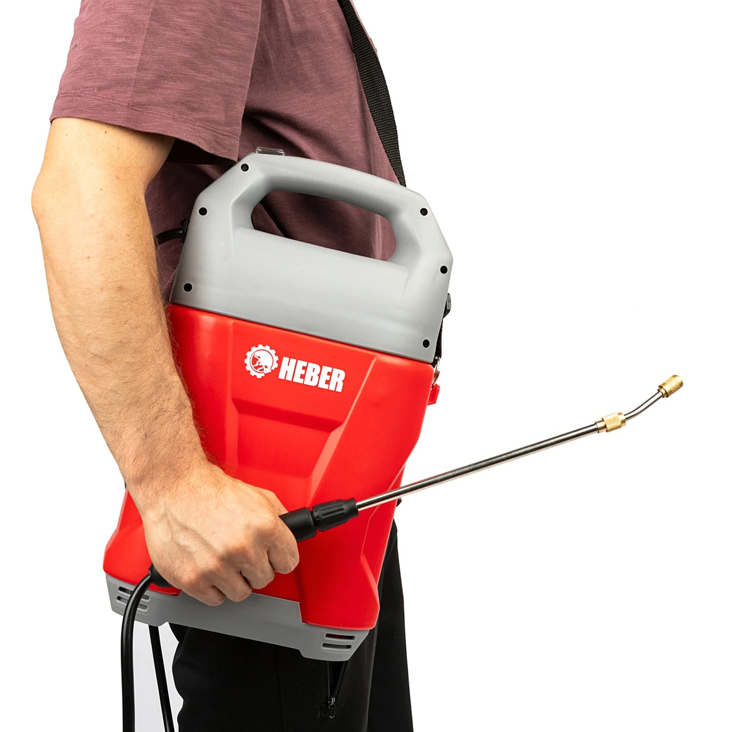 Pompa stropit electrica Heber 5L, acumulator Li-Ion, lance inox, duza bronz, pulverizare cu presiune reglabila