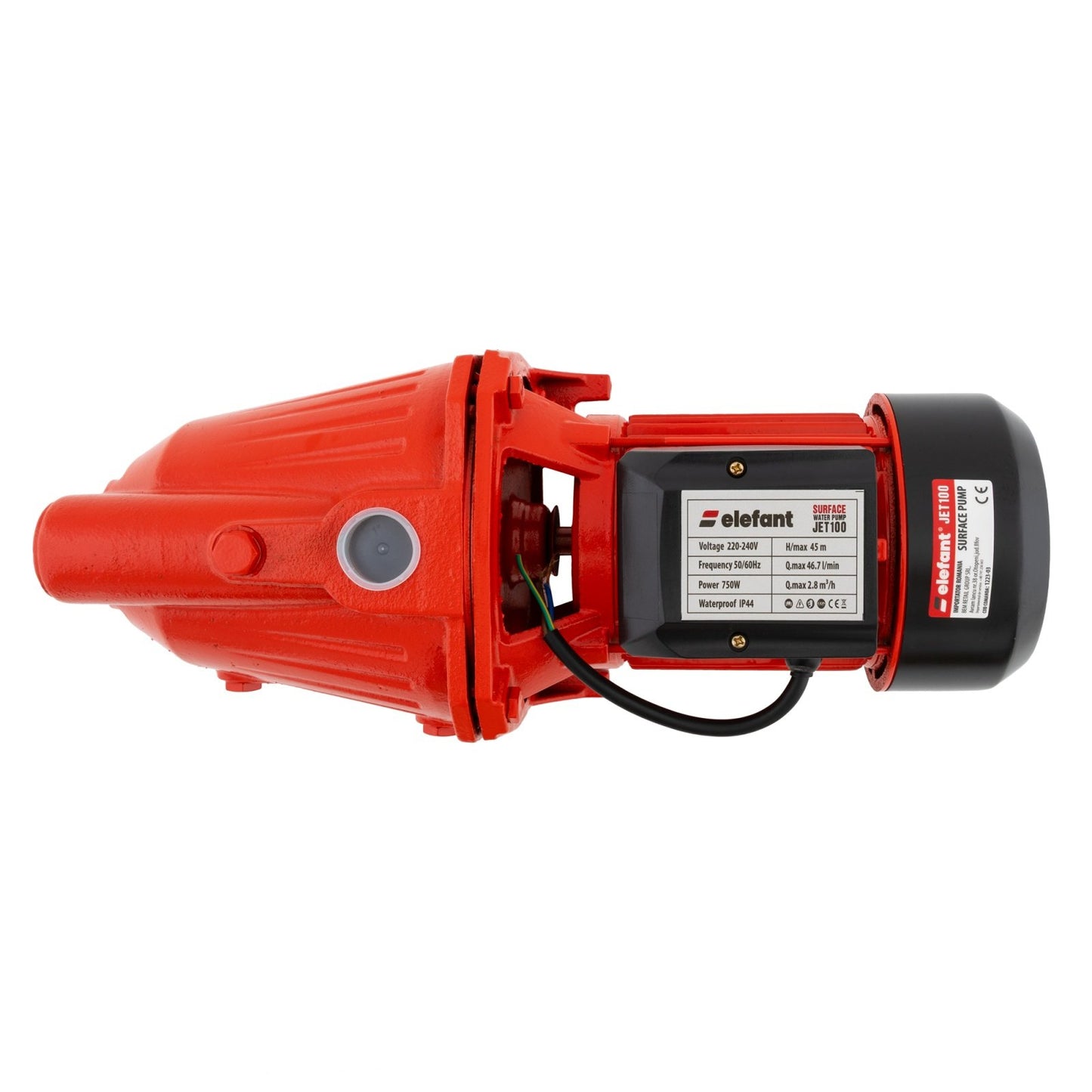 Pompa de suprafata autoamorsanta JET 100L, 750W, 60 L/min, 45m inaltime pompare, adancime aspiratie 8m