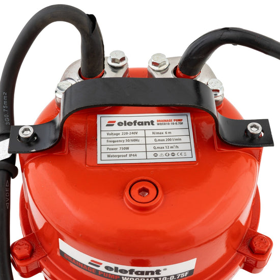 Pompa submersibila Elefant WQCD10-10-0.75F cu tocator 750W, debit 200L/min, 6m refulare, 5m adancime, 2”, 2850rpm, flotor, fonta