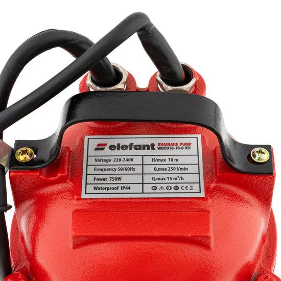 Pompa drenaj submersibila Elefant WQCD10-10-0.95F, 750W, 15000 L/h, 10m, cu tocator