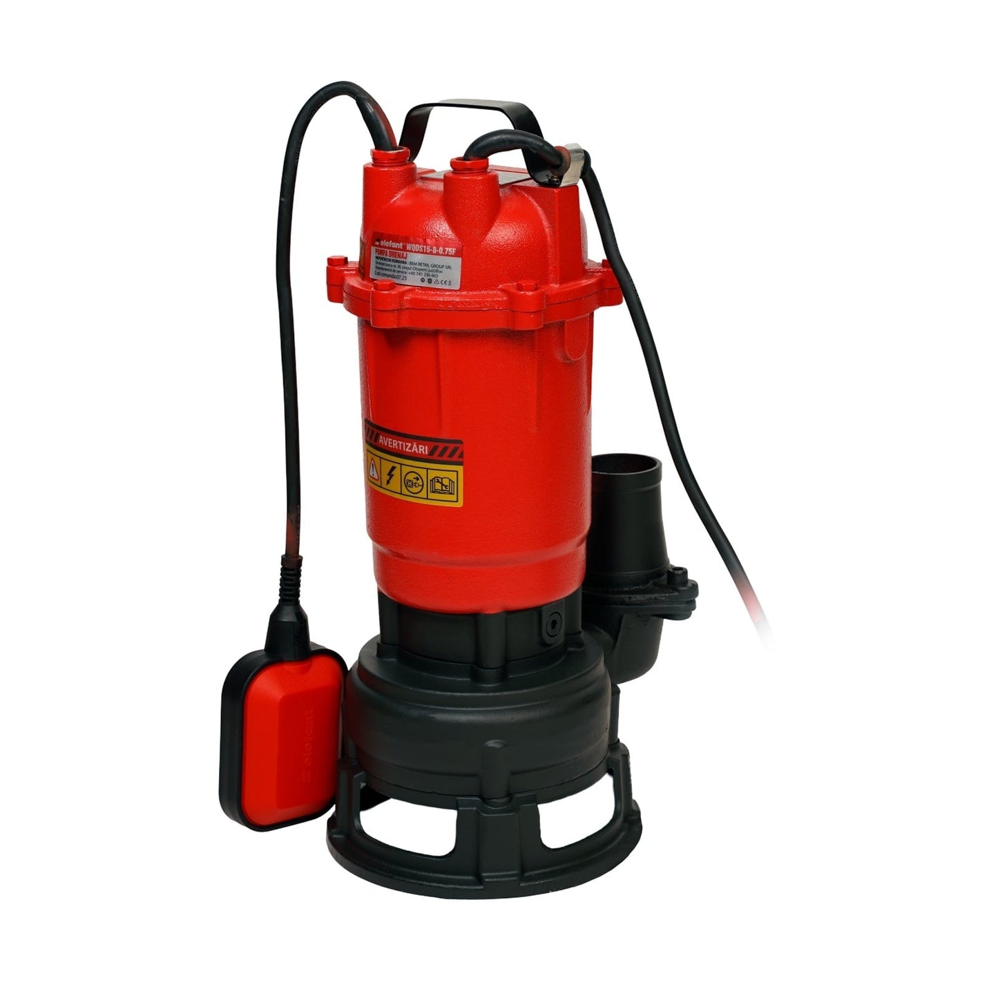 Pompa submersibila apa murdara cu tocator Elefant, 750w, 220v, 2850rpm, 300l/min, inaltime de refulare 11m, adancime maxima