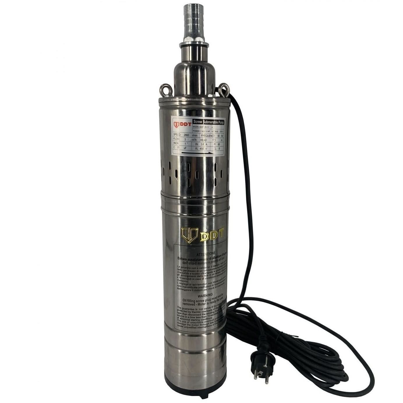 Pompa submersibila DDT Professional QGD 3.0-120, 1100W, 50 l/min, 120m, corp inox, 10m cablu