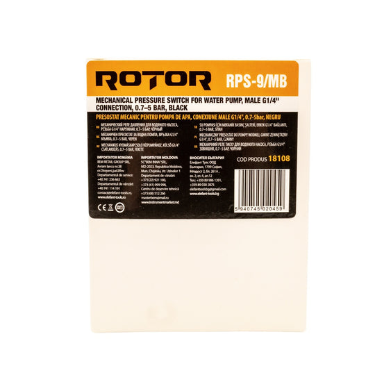 Presostat Mecanic ROTOR RPS-9/MB, 0.7-5 bari, G1/4, pentru pompa apa