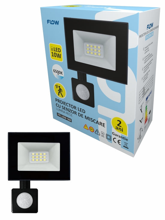 PROIECTOR LED CU SENZOR DE MIȘCARE 10W 6500K LUMINĂ RECE FLOW FPL10W-SM