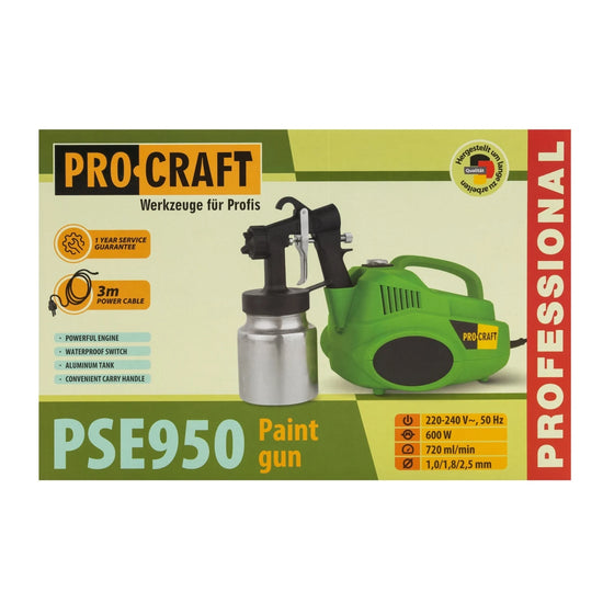 Pistol de vopsit electric Procraft PSE950, 600W, rezervor 800 ml, 3 duze