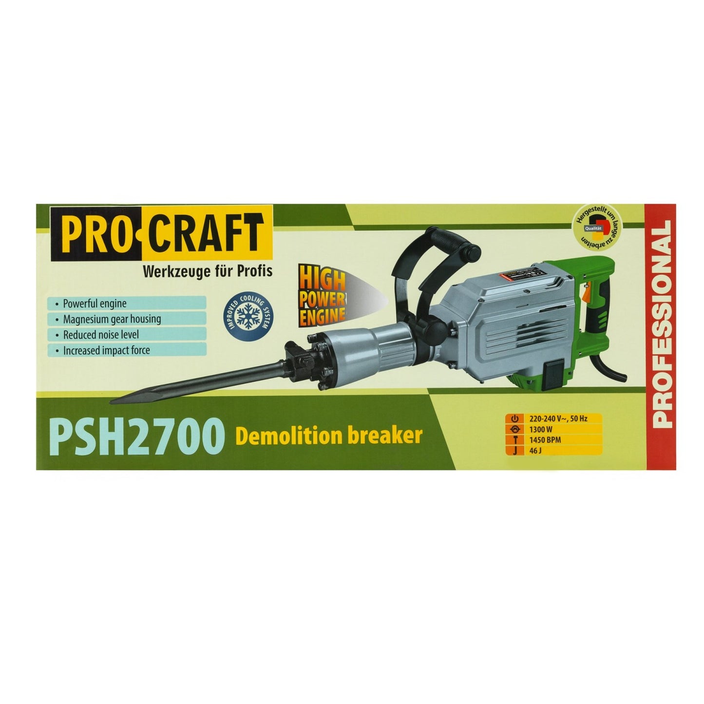 Ciocan demolator Procraft PSH2700, 1400W, 46J, 1400 bpm, prindere HEX 30 mm