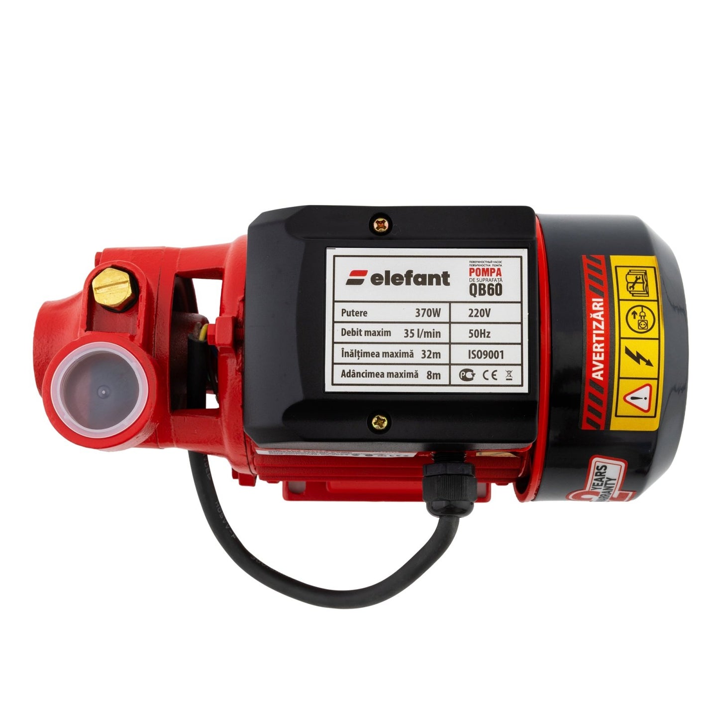 Pompa de suprafata periferica 370W, 2900rpm, 35 L/min, 35m inaltime, 9m adancime aspirare, IPX4