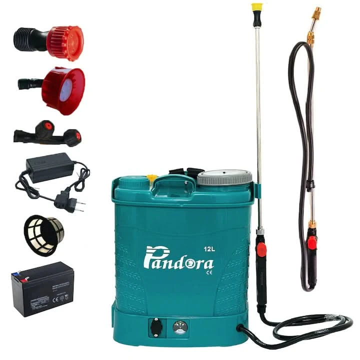 Set pompa de stropit cu acumulator Pandora 12L + Tija telescopica 2.7 m, Vermorel
