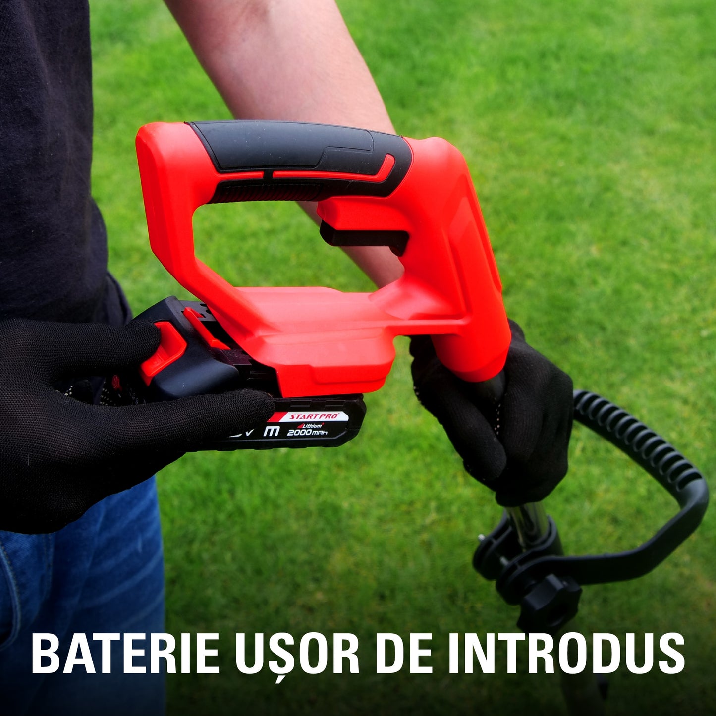 Motocoasa cu acumulator PROFESIONALA StartPro SBT2-21M, 20V, 2 acumulatori, 5000rpm, trimmer iarba 150mm, 8 accesorii