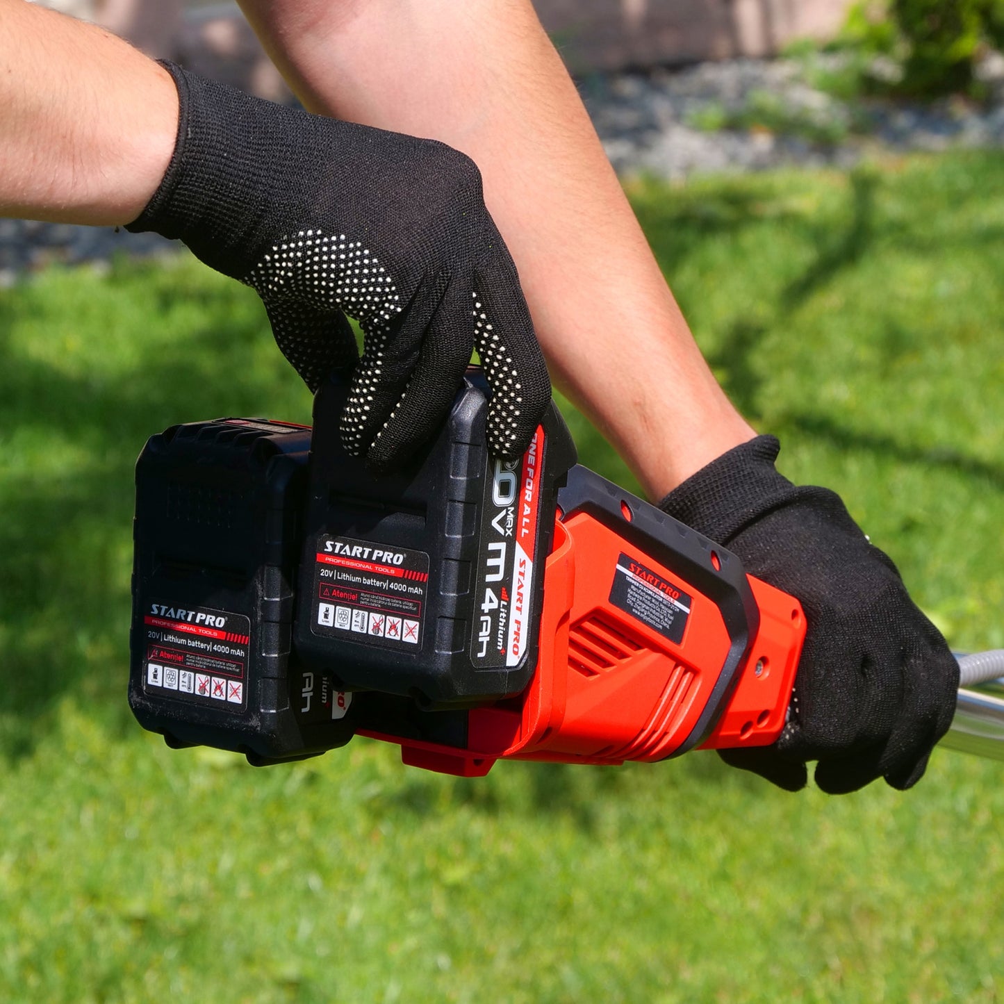 Motocoasa cu acumulator PROFESIONALA StartPro 40V, 8000rpm, 2 baterii 4Ah, 420mm, lama + fir
