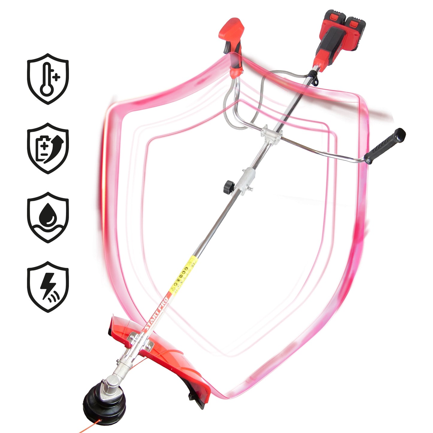 Motocoasa cu acumulator PROFESIONALA StartPro 40V, 8000rpm, 2 baterii 4Ah, 420mm, lama + fir