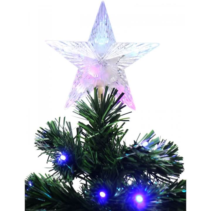 Brad Artificial de Crăciun cu Fibra Optică – 210 cm, Design Impunător și Modern