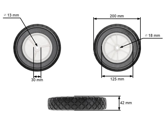 Roata masina tuns gazon 203mm x 45mm