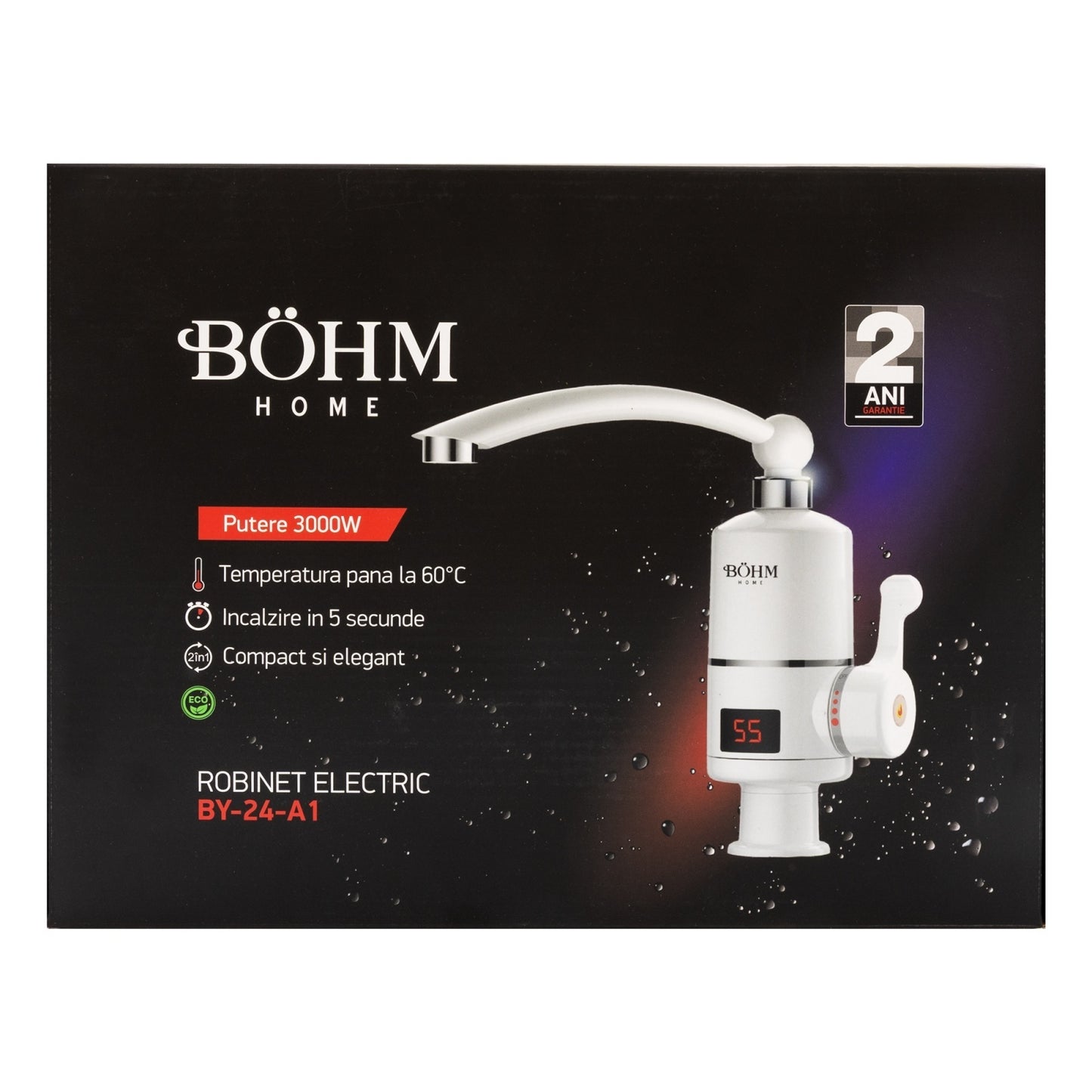Robinet Electric Instant Bohm BY-24A-1, 3000W, afisaj digital, pipa rotativa - detaliu 3