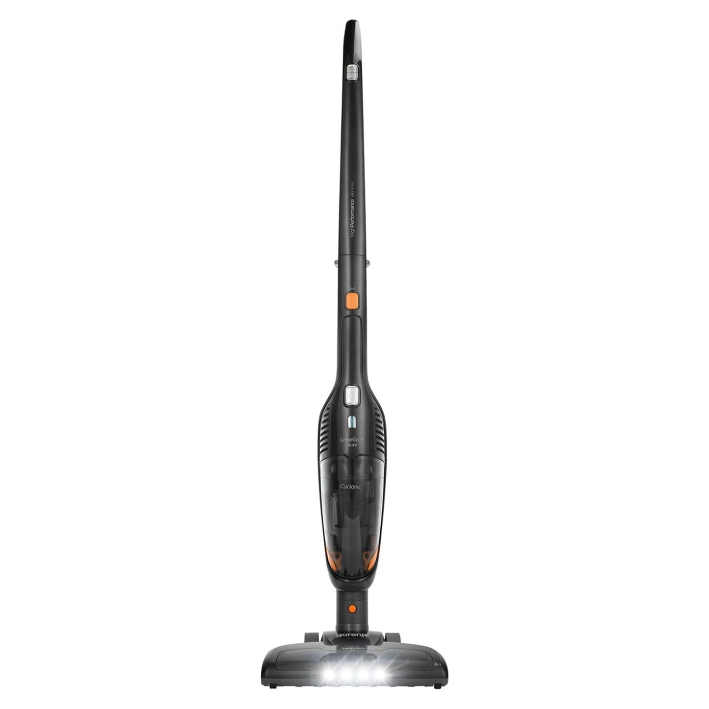 Aspirator Vertical 2in1 Gorenje SVC144FBK, 95W, Fara Sac, Turbo Perie, HEPA, Acumulator 14.4V, LED