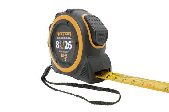 Ruletă 8m x 25mm ROTOR R8-25, Curea de mână, Auto-blocare