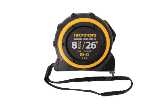 Ruletă 8m x 25mm ROTOR R8-25, Curea de mână, Auto-blocare