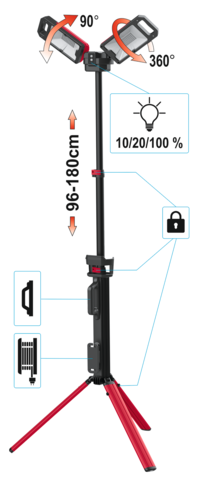 Proiector portabil Yato YT-81811, pliabil, 5000lm, acumulator - imagine oficiala 4