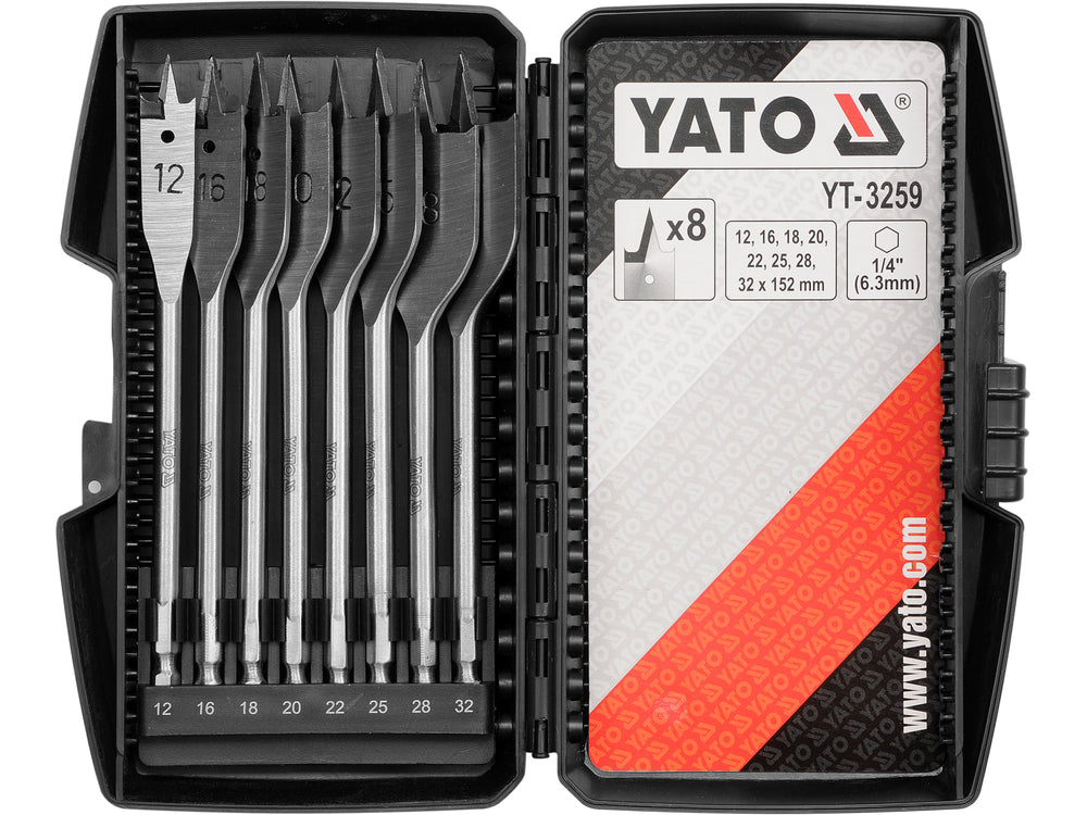 Set burghie plate lemn Yato YT-3259 12-32mm 8 piese - vedere ansamblu
