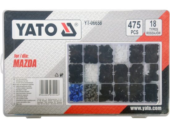 Set clipsuri auto Mazda Yato YT-06658, organizare pe 18 tipuri
