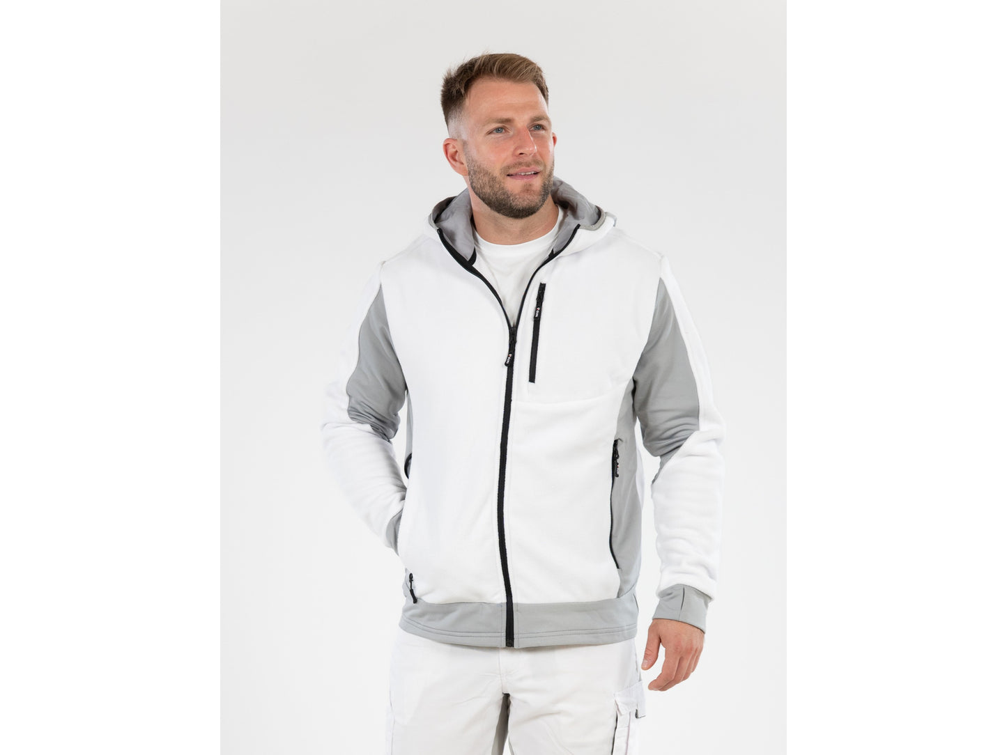 JACHETA FLEECE CU GLUGA SARNA ALBA XL