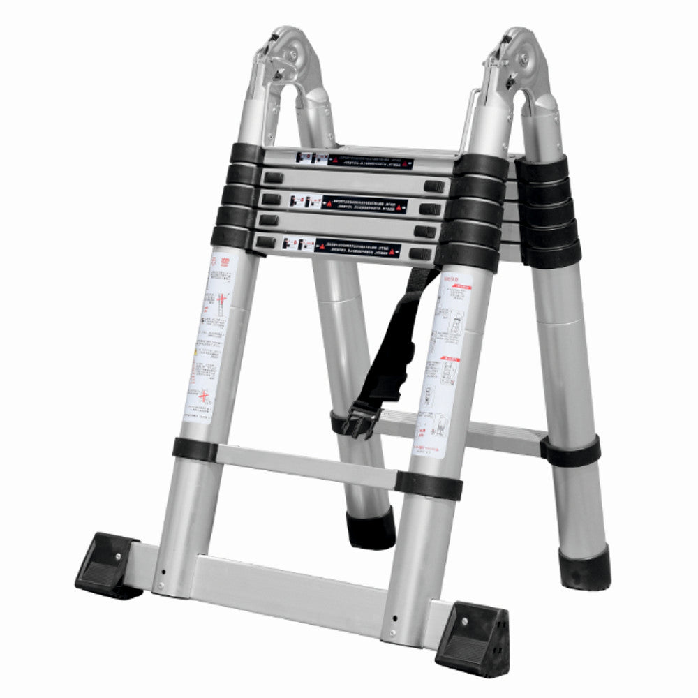 Scara telescopica din aluminiu cu balama ZEP TOOLS JL-102-2X1.9, 1.9+1.9 metri, 2x6 trepte, greutate maxima 150 kg