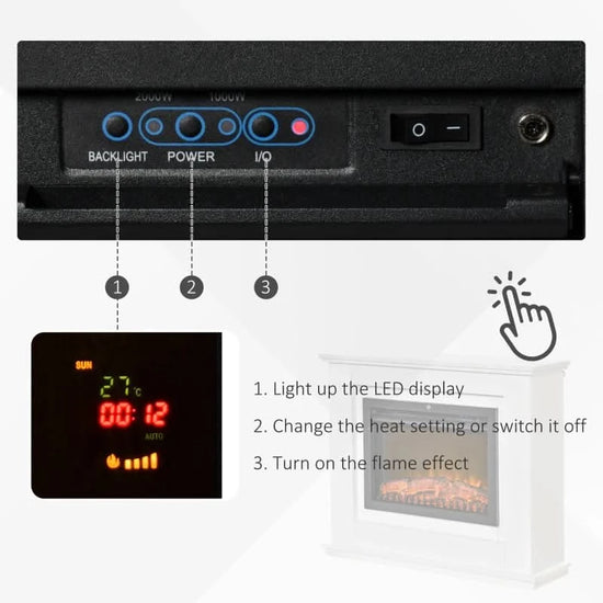 Semineu electric, efect de flacara reala, 2 trepte de incalzire, termostat electronic, 7 culori, Clasa Premium - ZEP.RO - Ți-e la îndemână!