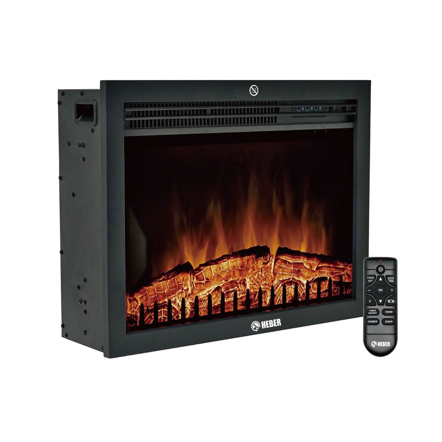 Semineu electric, incorporabil, Heber, 2000 W, efect de flacara reala, 2 trepte incalzire, programabil, termostat electronic - ZEP.RO - Ți-e la îndemână!