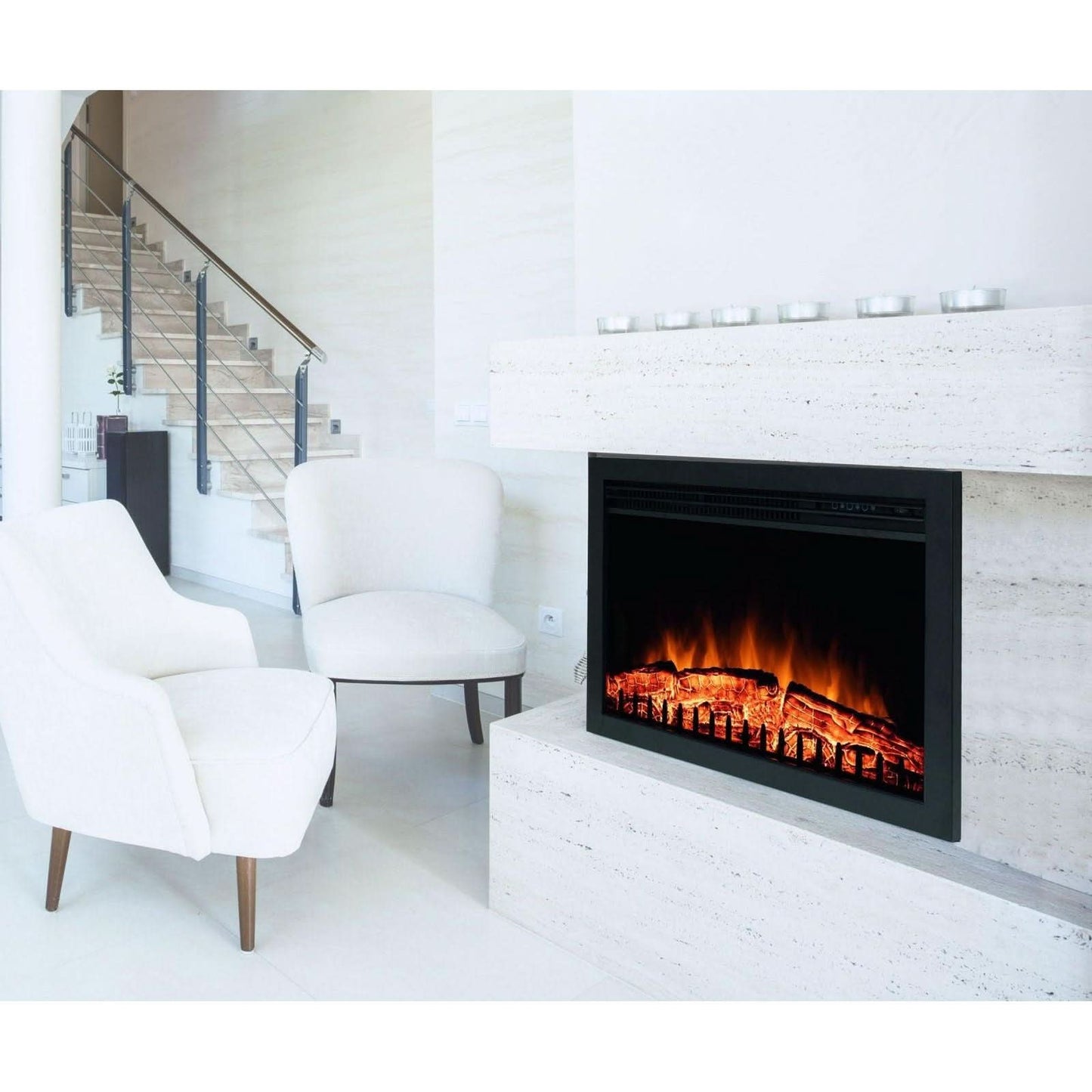 Semineu electric, incorporabil, Heber, 2000 W, efect de flacara reala, 2 trepte incalzire, programabil, termostat electronic - ZEP.RO - Ți-e la îndemână!